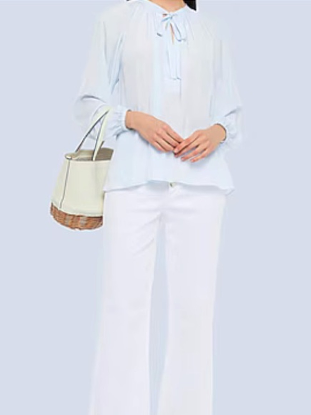 Like New A.L.C Light Blue Bohemian Tie Neck Flowy Blouse, Size 4
